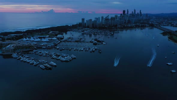 Calm dawn, drone footage,Gold Coast Australia