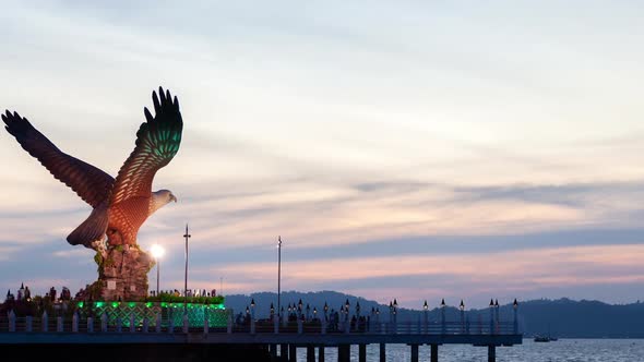 Eagle Statue in Langkawi Summer Sunset Timelapse in Malaysia