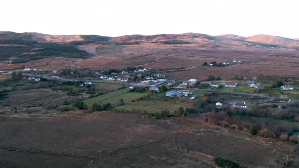 Aerial View of the Road From Glenties to Dungloe and It's Filling Station County Donegal Ireland