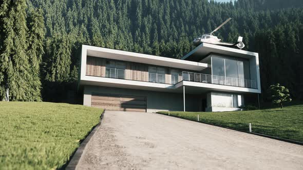 Modern House In A Mountain Forest