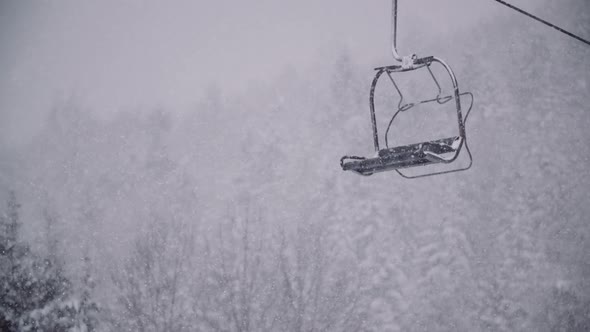 Gondola Ski Lift in Winter at Ski Slope