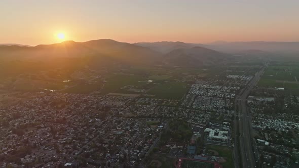 Napa Valley wine country. Homes and business property in local town