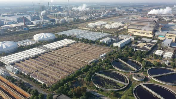 Sewage treatment plant in city