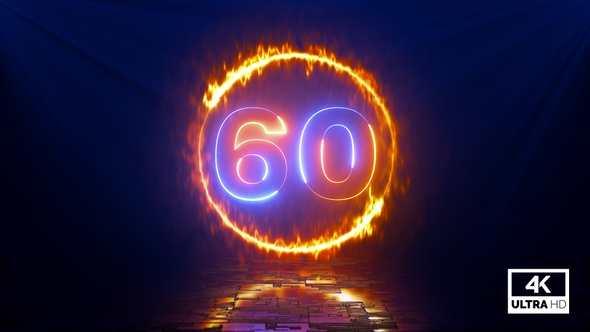 One Minute Neon Negative Countdown 60 Second
