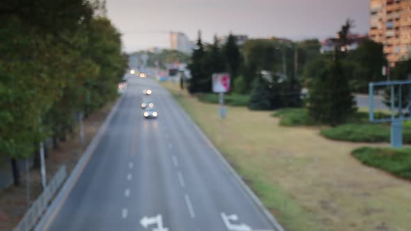 Car Traffic on Avenue in the City