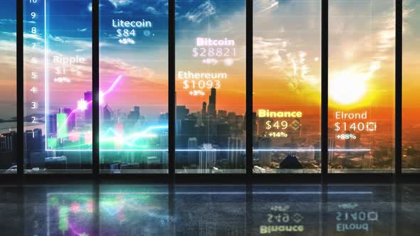 Chicago Futuristic Cryptocurrency Hologram