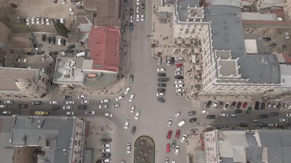 Tbilisi, Georgia - May 5 2021: Aerial view of Aghmashenebeli avenue