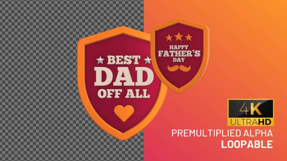 Happy Fathers Day Best Dad of All Badge Looping with Alpha Channel