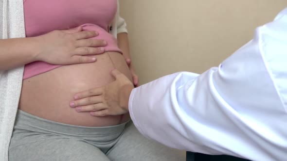 Pregnant Woman and Gynecologist Doctor at Hospital