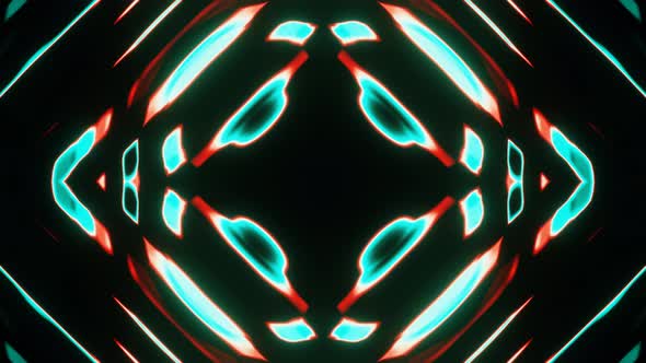 Flashing Blue and Red Abstract Kaleidoscope Neon Animation