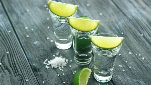 Served Glass Shots with Tequila