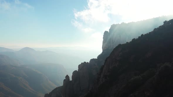 Panoramic view of famous Montserrat mountains, Catalonia, Spain