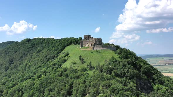 Aerial view of Kapusany castle in Slovakia