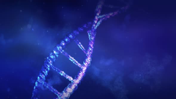 Animation Of DNA Strand In Abstract Space 4K