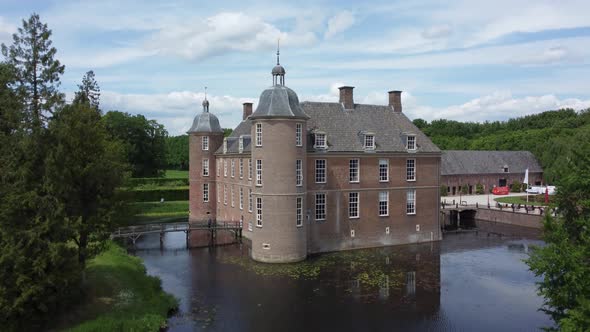 Castle Slangenburg in the Achterhoek, Gelderland, the Netherlands, Aerial