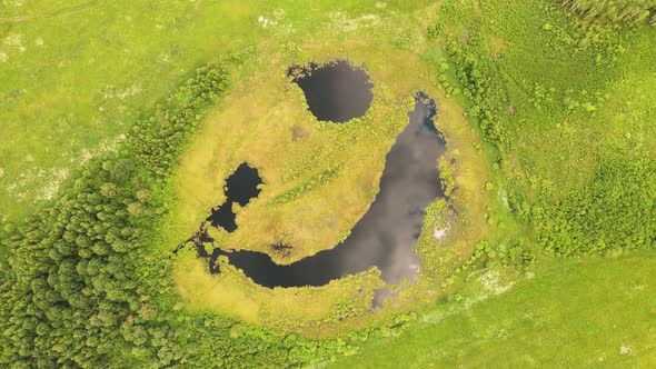 An Unusual Lake Like a Sly Smile on your Face a Bird'seye View