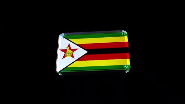 Zimbabwe Flag 3D Glass Badge