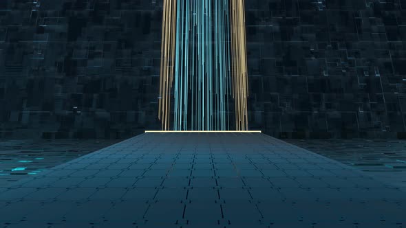 Glowing lines and cubes with black background