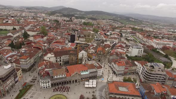 Flying Over City of Braga, Portugal