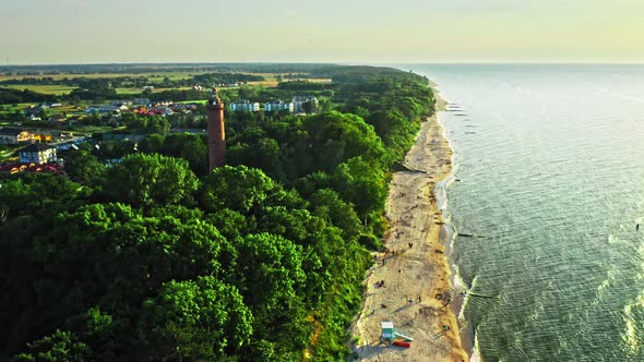 Baltic sea beach at sunset. Tourism in Poland by sea.