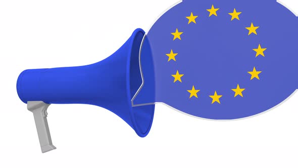 Loudspeaker and Flag of the European Union on Speech Balloon alt