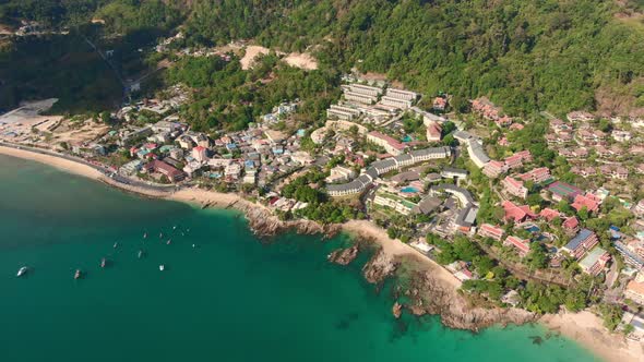 Aerial View of Beach Resort Town Pathong on the West Coast of Phuket Island