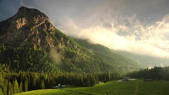 Sky Over a Wooded Mountain