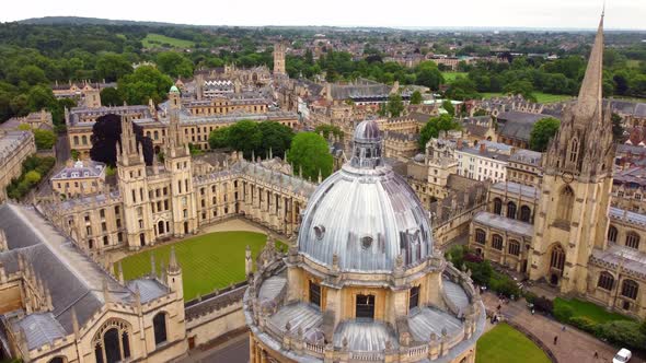 Famous Radcliffe Camera in the Oxford University  Aerial View