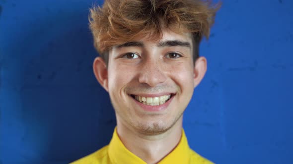 Funny Teenager in Yellow Shirt Young Guy Attractive Young Man