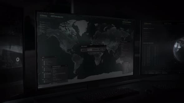 User interface analyzing world map and identified suspect in Kabul Afghanistan alt