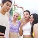 Group of multiethnic young friends outdoor taking selfie smiling having fun bonding - VideoHive Item for Sale