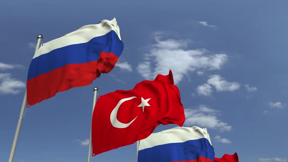 Waving Flags of Turkey and Russia alt