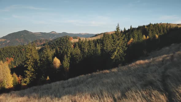 Timelapse of Autumn Nature Landscape at Mountain Ridge Aerial