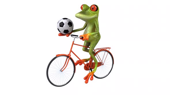 Fun frog on a bicycle - Digital animation