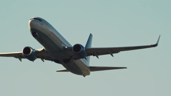 Takeoff of passenger airplane
