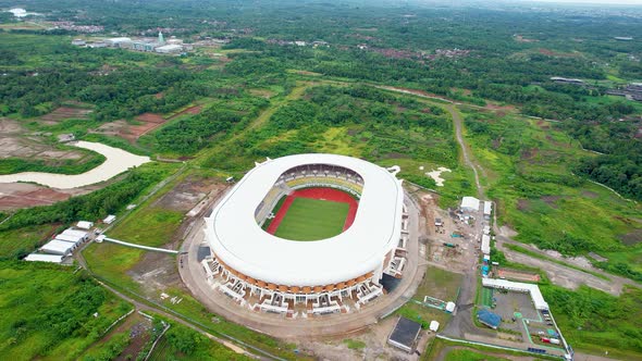 Aerial view of new football stadium for upcomming Indonesia Team.