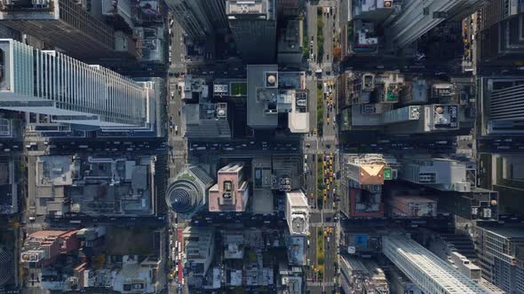 Aerial Birds Eye Overhead Top Down View of Regular Blocks of Buildings Divided By Streets