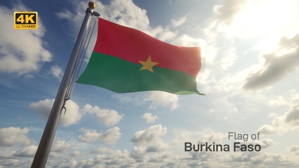 Burkina Faso Flag on a Flagpole - 4K