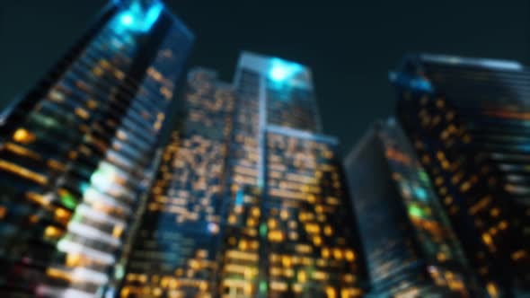 Abstract Blurred Bokeh at Night of City As for Business District Background alt