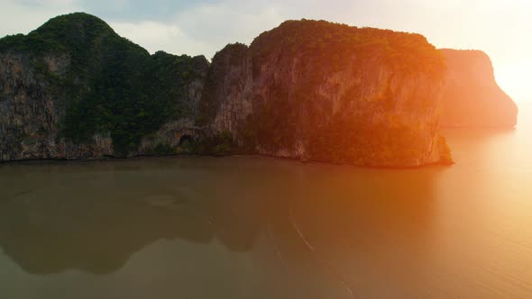 Aerial view from a drone flying over the bay.