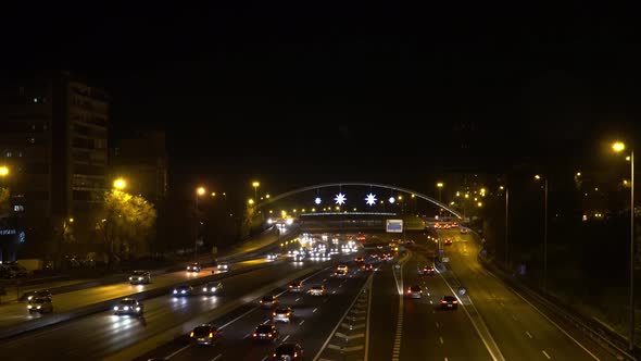 Night Traffic In The Street, Madrid 