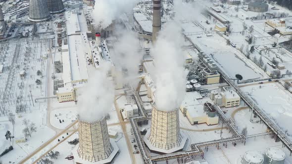 Thermal Power Plant in Winter in the City of Minsk