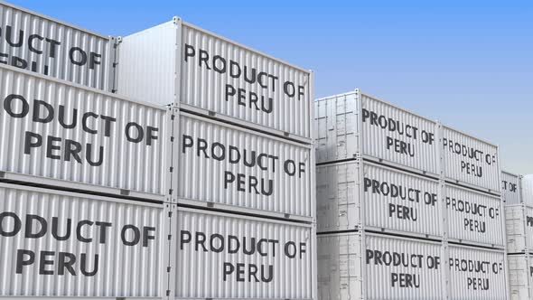 Containers with PRODUCT OF PERU Text