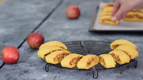 Delicious Homemade Apple Cookies on Cooling Rack.