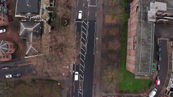 Top down drone shot of City road London