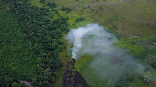 A Circular Shot From the Drone of the Terrible Phenomenon of the Planet - a Forest Fire. Natural