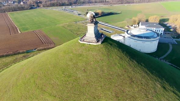 Aerial view of The Lion's Mound, Waterloo, Belgium