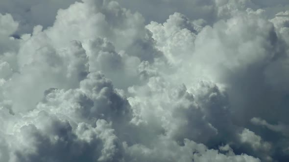 Flying over stormy clouds, aerial footage