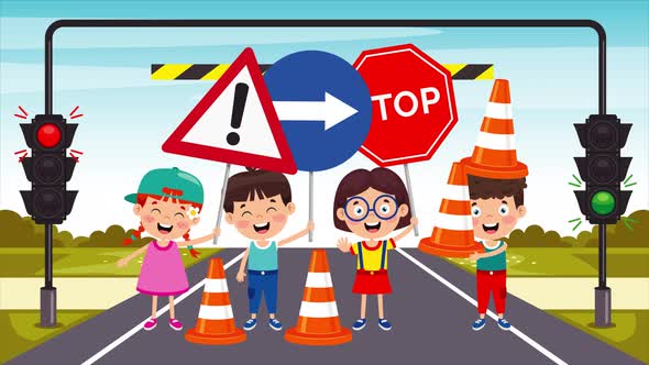 Traffic Concept With Funny Characters