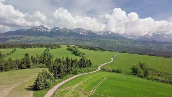 Fresh Green Landscape in Spring Alpine Mountains Nature